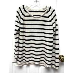 Pull and Bear Sweater Fisherman Stripe Crew Neck Knit Pullover Loose Fit Size M